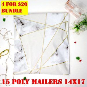 15 Pack 14x17 Poly Mailers Marble Designer Bags